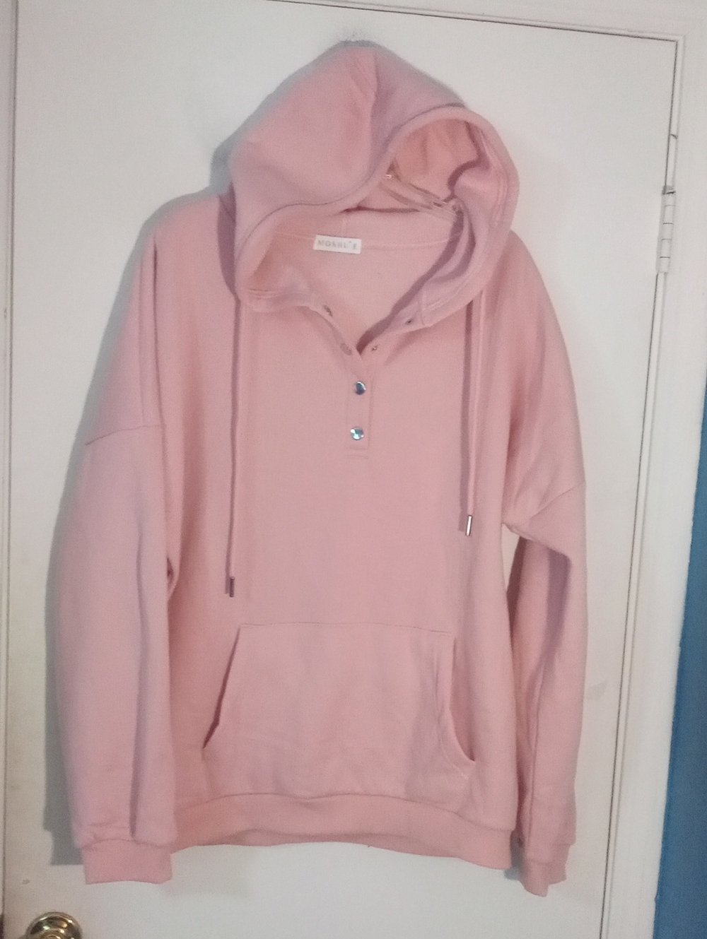 Moshu Pink Hooded Pullover Sweatshirt